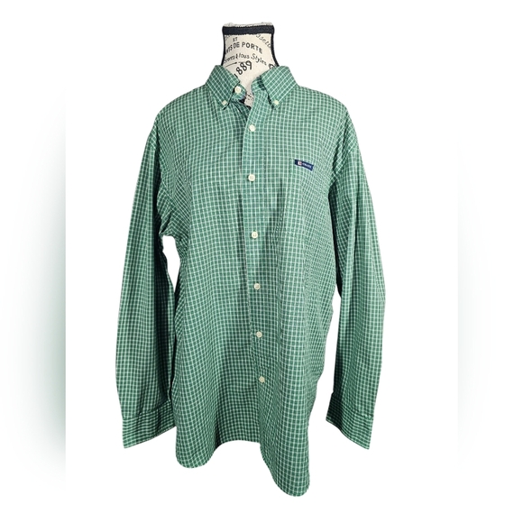 Chaps Mens Easy Care Button Down Plaid Green Long Sleeve size Large - Picture 5 of 5